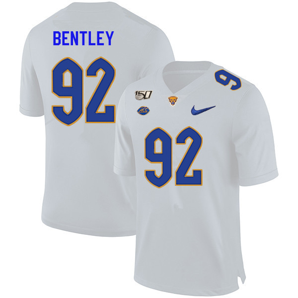 2019 Men #92 Tyler Bentley Pitt Panthers College Football Jerseys Sale-White